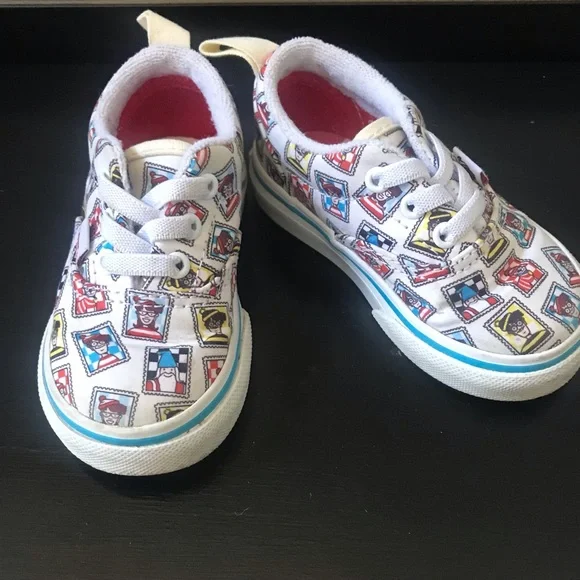 Vans X Where Is Waldo? Postage Era Elastic Lace Sneakers, Size 4.5 Toddler - Picture 4 of 10